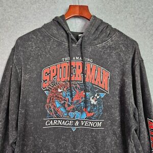 Marvel Spider-Man vs Carnage Venom Hoodie Mineral Wash Gray Mens Sz Med New
